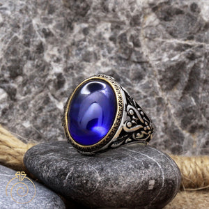 Sapphire Antique Silver Men’s Ring