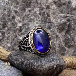 Sapphire Antique Silver Men’s Ring