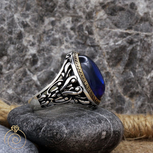 Sapphire Antique Silver Men’s Ring