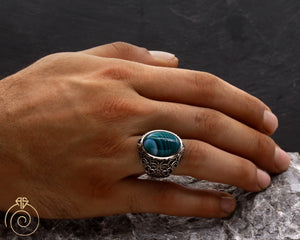 Green Agate Fantasy Men’s Ring