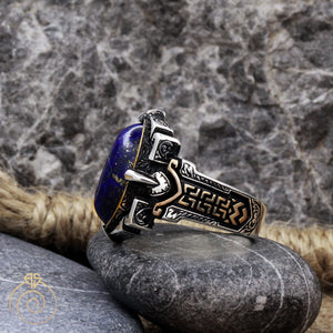 Lapis Lazuli Tribal Silver Ring