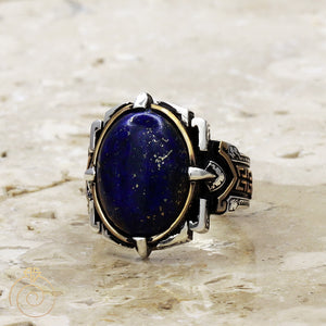 Lapis Lazuli Tribal Silver Ring