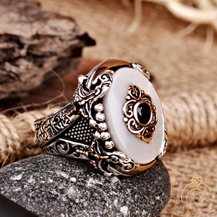 Mother of Pearl Silver Warrior Men’s Ring