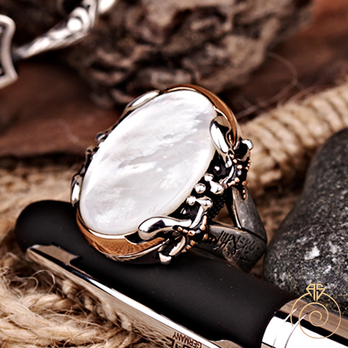 Mother of Pearl Silver Warrior Men’s Ring