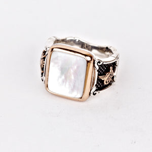 White-Mother-of-Pearl-Wedding-Ring