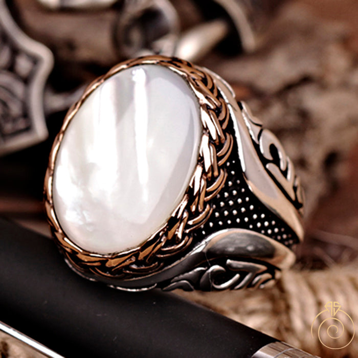 Mother of Pearl Silver Men’s Ring