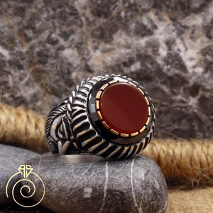 Agate Stone Emperor Face Ring