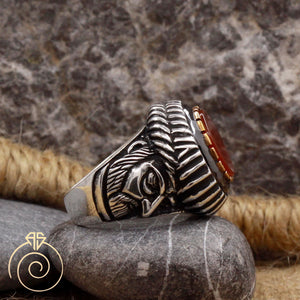 Agate Stone Emperor Face Ring