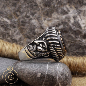 Onyx Stone Emperor Face Ring