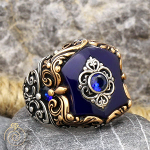 blue-sapphire-silver-men's-ring