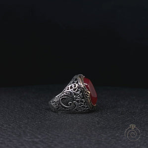 Ruby-red-mens-silver-ring-video