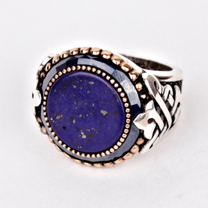 Lapis Lazuli Silver Men's Celtic Ring