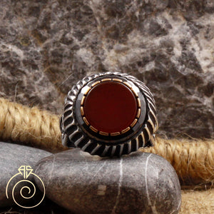 Agate Stone Emperor Face Ring