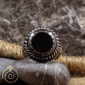 Onyx Stone Emperor Face Ring