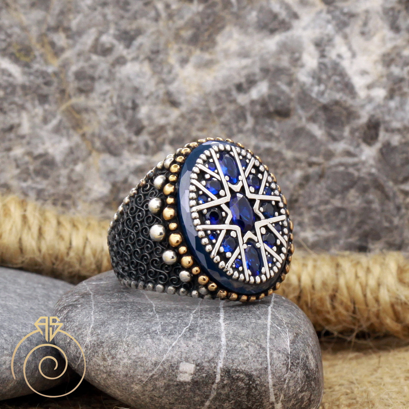 Mens ring with sapphire stone on sale