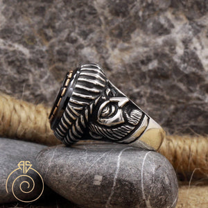 Onyx Stone Emperor Face Ring