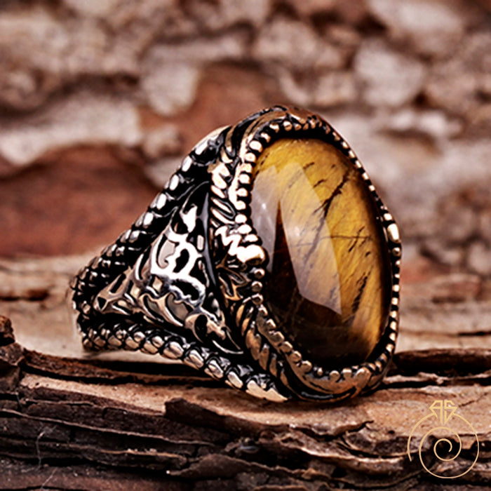 Tiger Eye Silver Men’s Ring