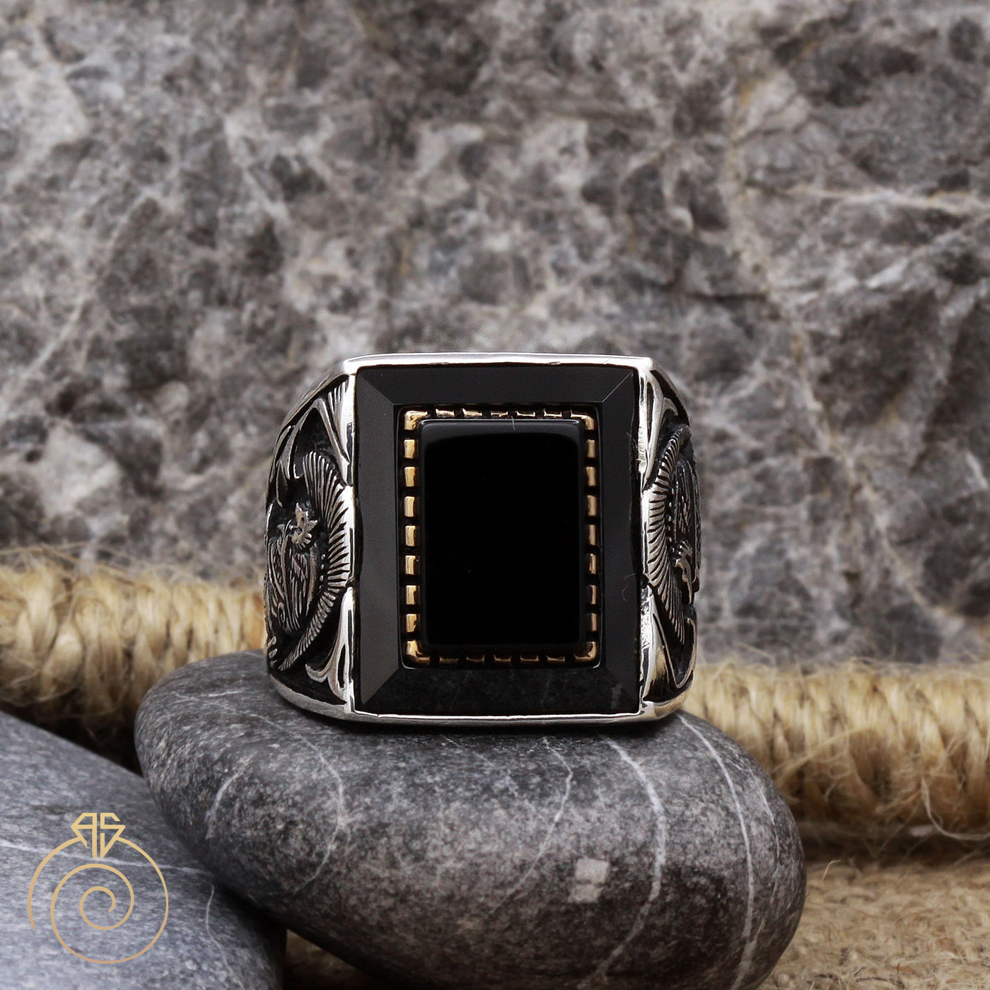 US Army Military Stainless Steel Mens Ring Black Stone | Wholesale Jewelry  Website