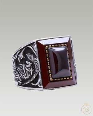 Warrior Symbol Ruby Mens Ring