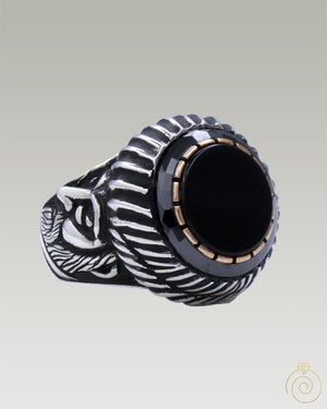 Onyx Stone Emperor Face Ring