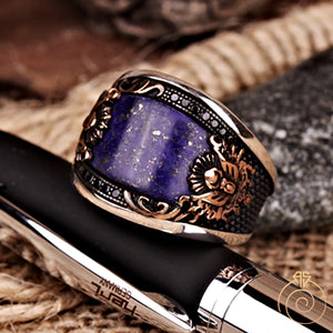 Lapis Lazuli Gemstone Silver Men's Ring