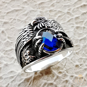 Eagle Protect Sapphire Stone Imperial Custom Men’s Ring