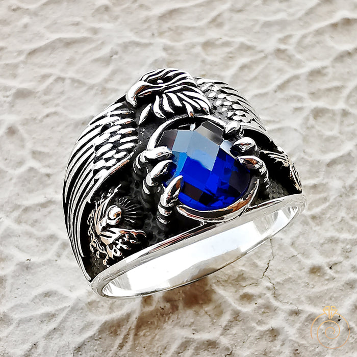 Eagle Protect Sapphire Stone Imperial Custom Men’s Ring