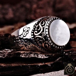 Mother Of Pearl Silver Men's Ring