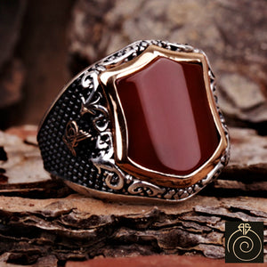 Agate Silver Men's Ring