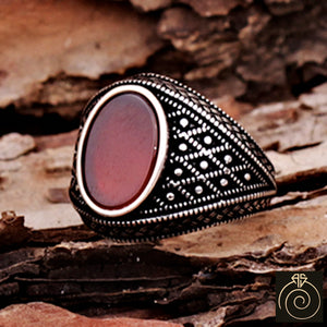 Agate Silver Men's Ring