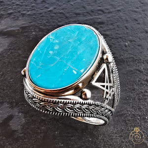 Lucifer Signet Turquoise Gemstone Men's Ring