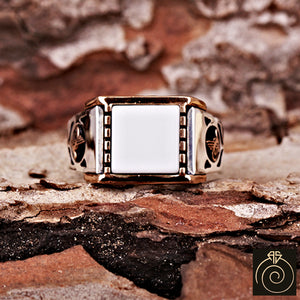 Mens Square Opal Stone Ring