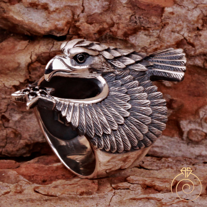 Eagle Signet Moon Star Animal Men's Ring