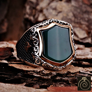 Agate Silver Men's Ring