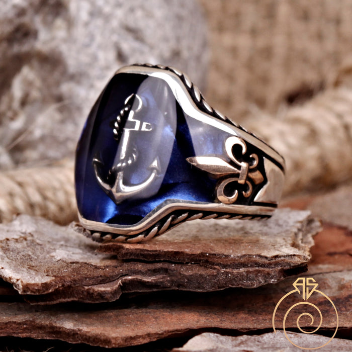 Sailor Anchor Customized Fleur De Lish Men’s Ring