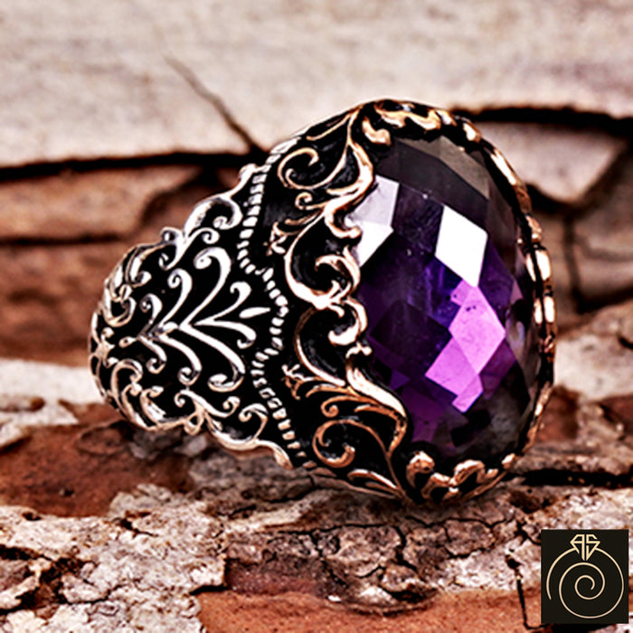 Buy Natural Amethyst Ring 925 Silver Ring Amethyst Faceted Ring Birthstone Ring  Amethyst Jewelry Rose Gold Ring February Birthstone Online in India - Etsy