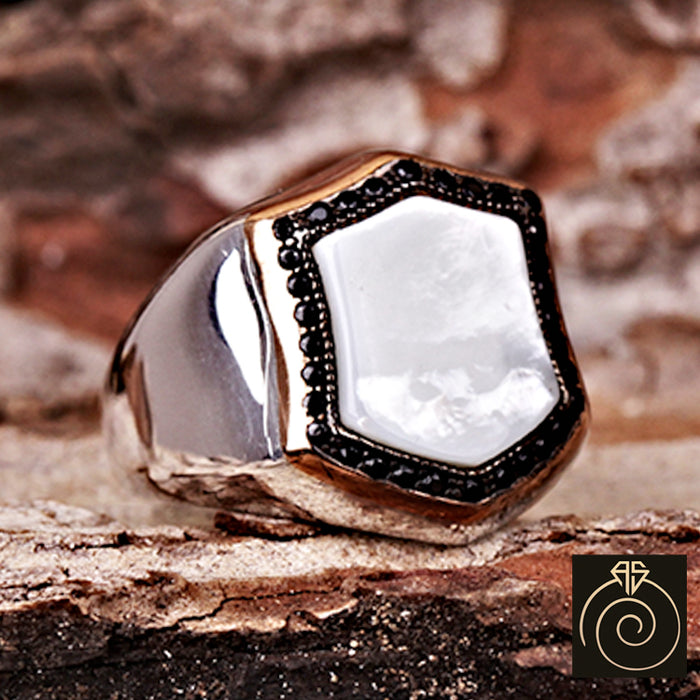 Mother of Pearl Silver Men's Ring