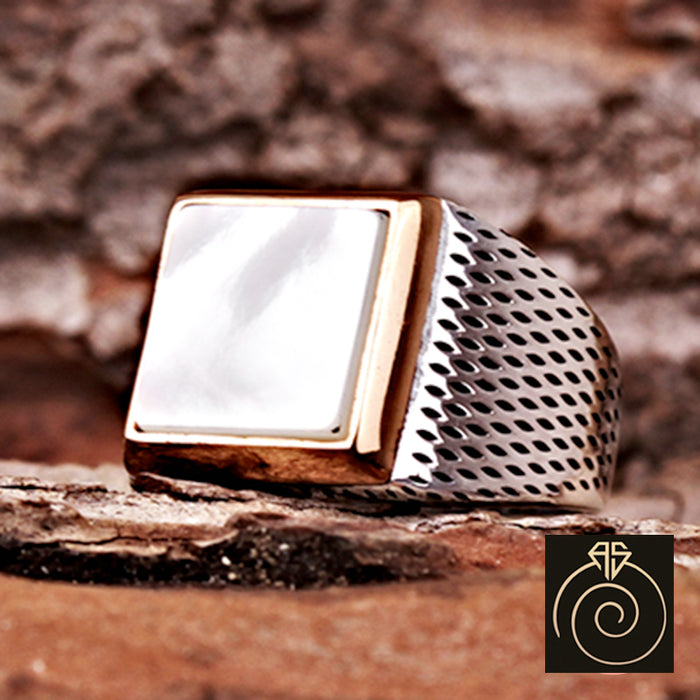 Mother of Pearl Silver Men's Ring