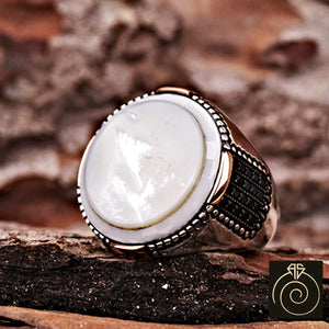 Mother of Pearl Silver Men's Ring