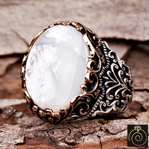 Mother of Pearl Silver Men's Ring