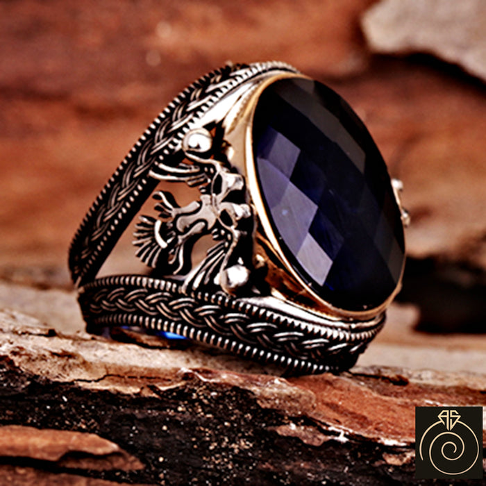 Sapphire Silver Men's Ring