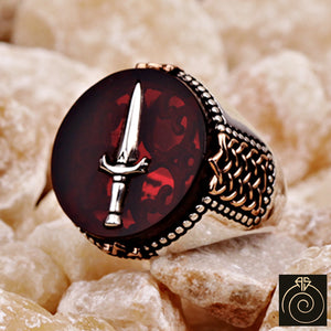 Agate Silver Men's Ring