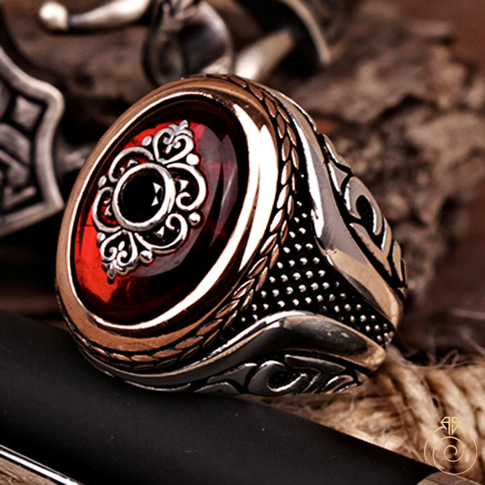 Ruby Silver Men’s Ring