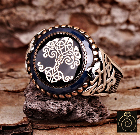 Enamel Tree of Life Silver Men’s Ring