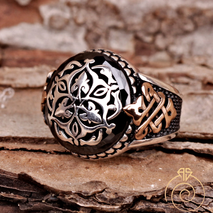 Celtic Signet Heraldic Fleur De Lish Men’s Ring