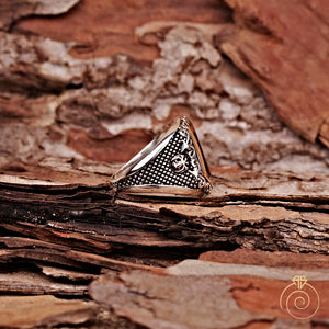 Enamel Double Headed Eagle Silver Men’s Ring