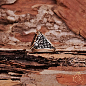 Enamel Double Headed Eagle Silver Men’s Ring