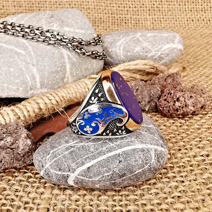 Lapis Lazuli Stone Silver Men's Ring