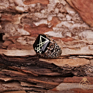 Enamel Sigil of Lucifer Silver Men’s Ring