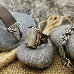 Moonstone Silver Custom Men's Ring